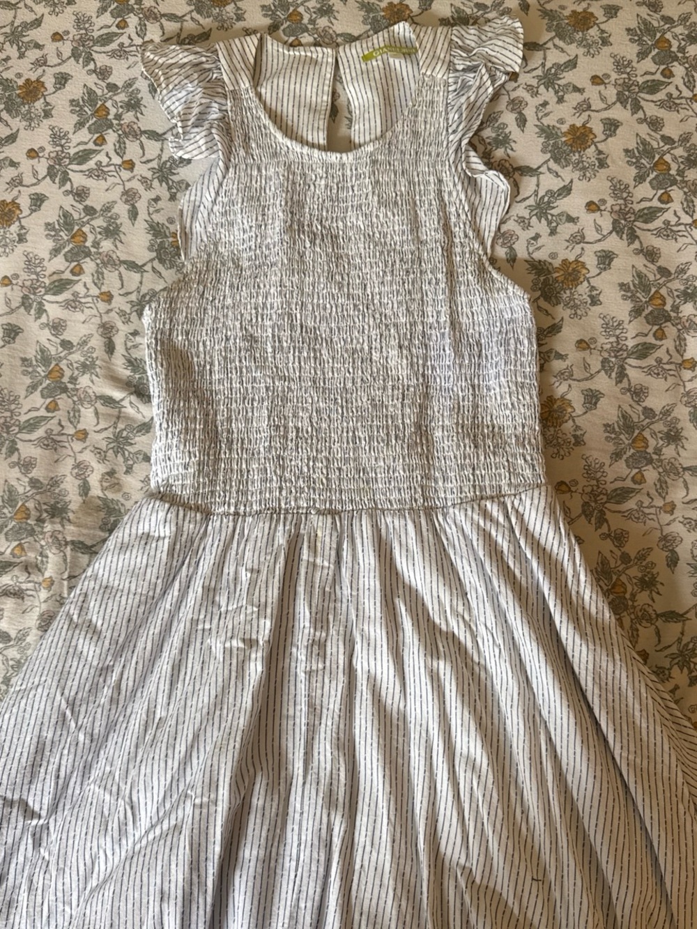 Gianni Bini White & Navy Striped Smocked Maxi Dress